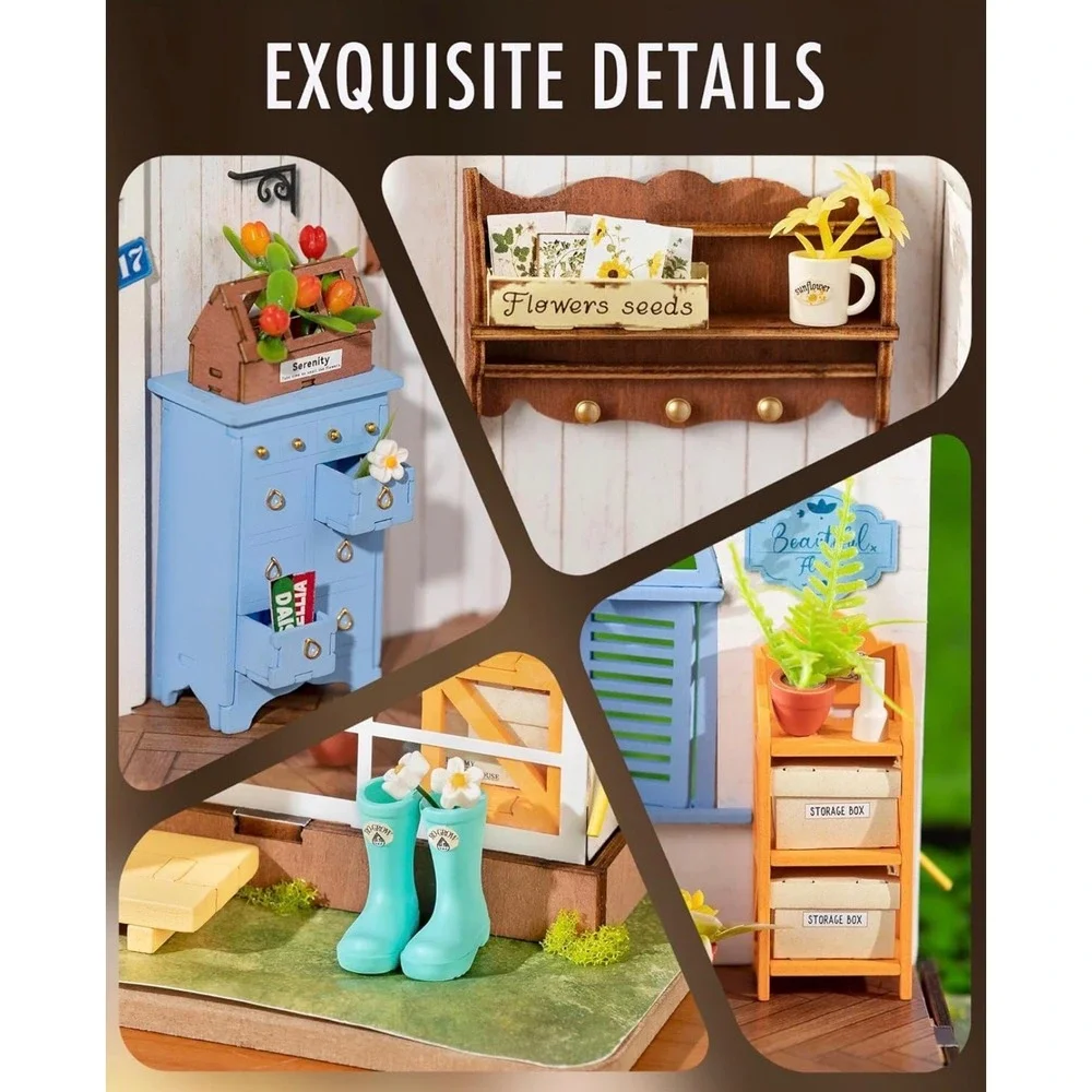 Rolife Dreamy Garden House DIY Miniature House Kit DG163 LED Greenhouse 240pcs